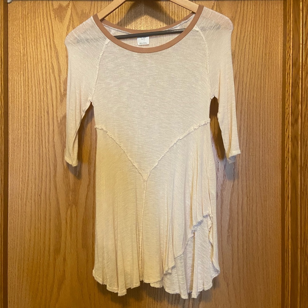 New Free people cream 3/4 sleeve long t-shirt/tunic size XS